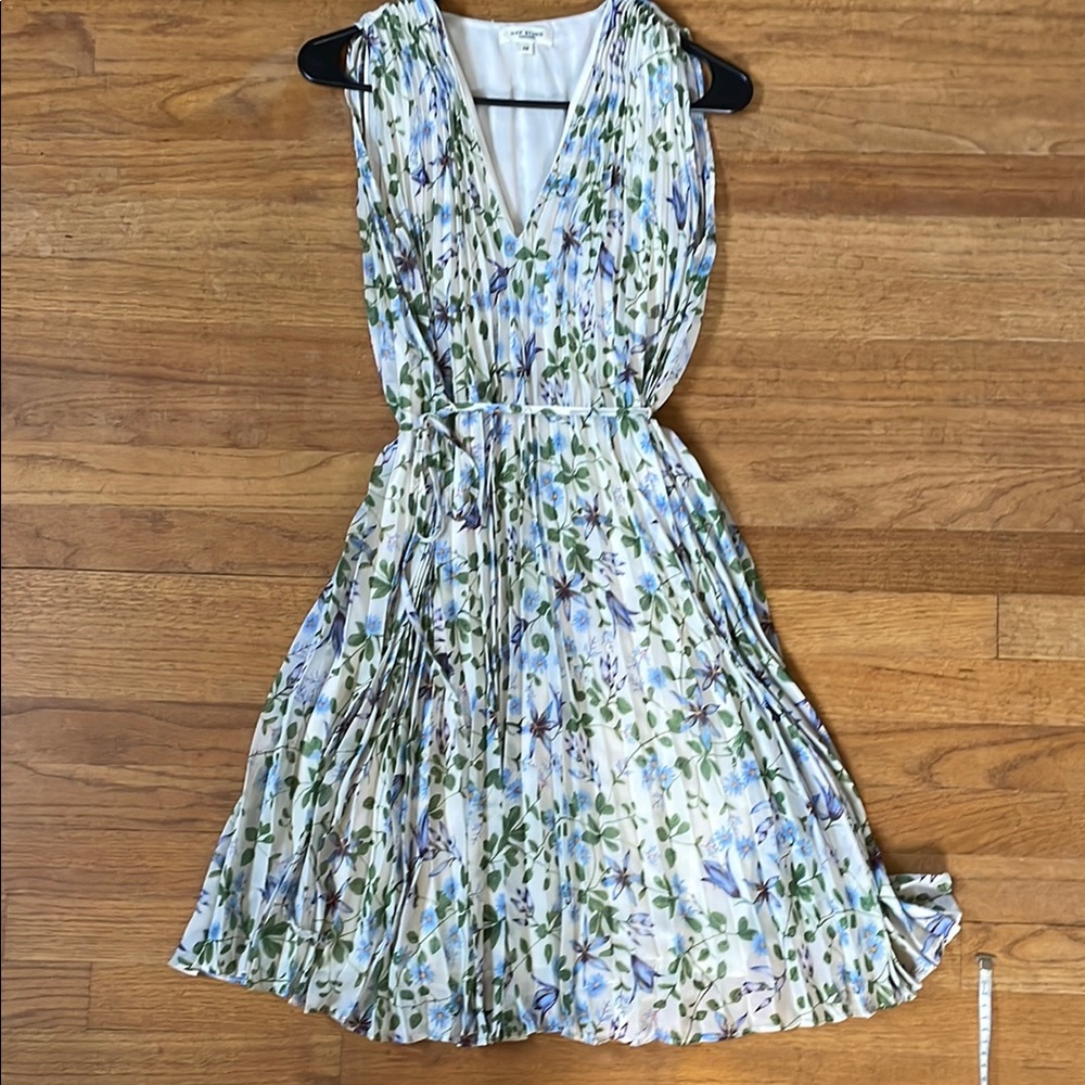 Floral Sleeveless Dress pleated tie waist max studio